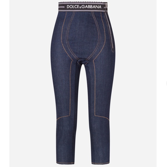 **SOLD** Dolce & Gabbana Denim Capri Pants with Branded Logo Waistband 38 IT - Picture 2 of 12